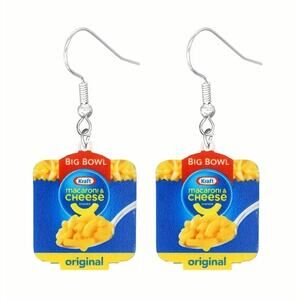 Mini Brand Style Kraft Original Mac & Cheese Big Bowl Earrings Hook Style Gift